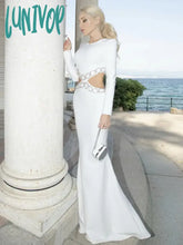 Lunivop Women Summer Sexy Long Sleeve Black White Diamonds Maxi Bandage Dress Elegant Evening Club